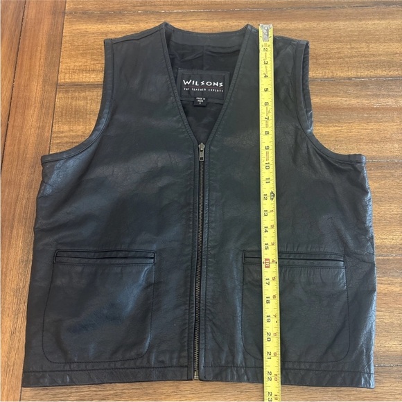 Wilsons Men’s Black Leather Vest Size Small Biker Moto Western Full Zip Unisex - Picture 8 of 13